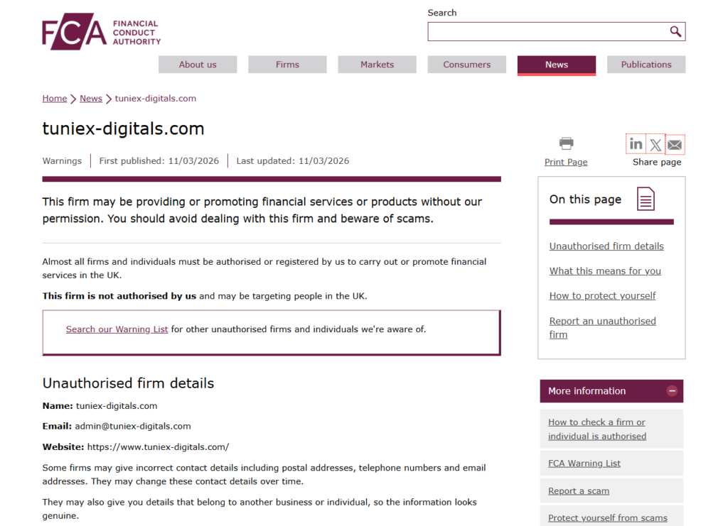 Tuniex-digitals.com Broker Review: Is It Safe or a Scam? 3 tuniex-digitals-com-FCA-warning