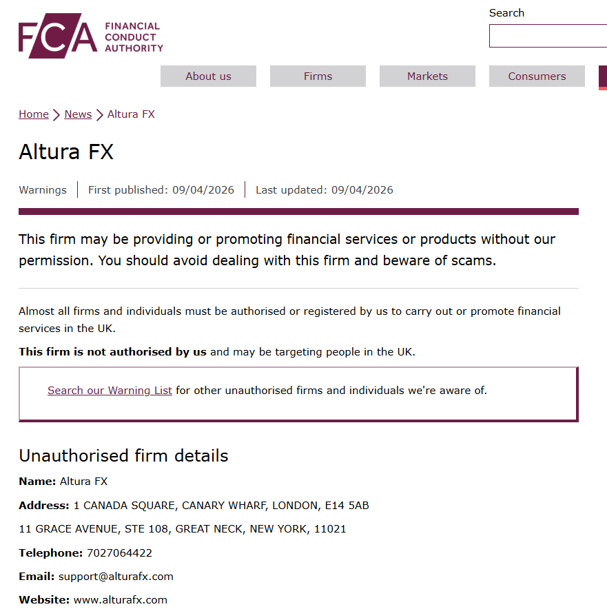 Altura FX fca warning