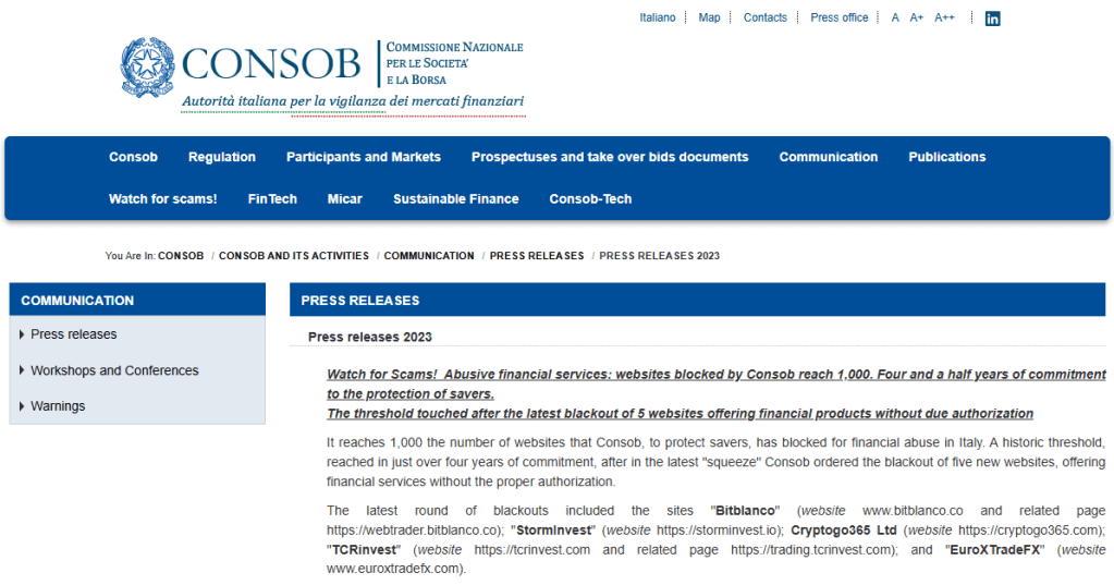 CryptoGo365 CONSOB