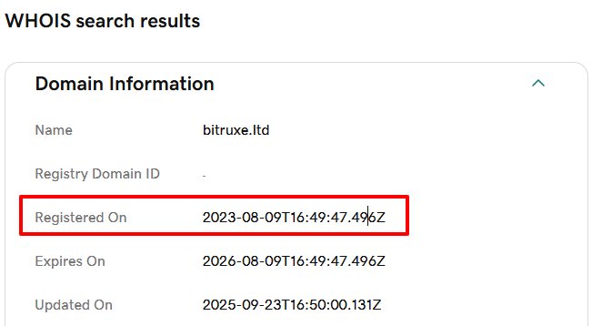 bitruxe domain age
