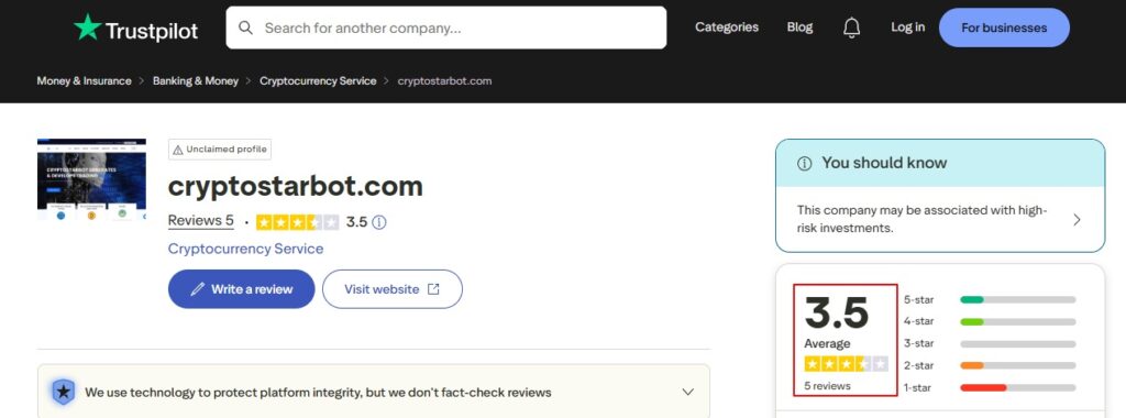 cryptostarbot trustpilot