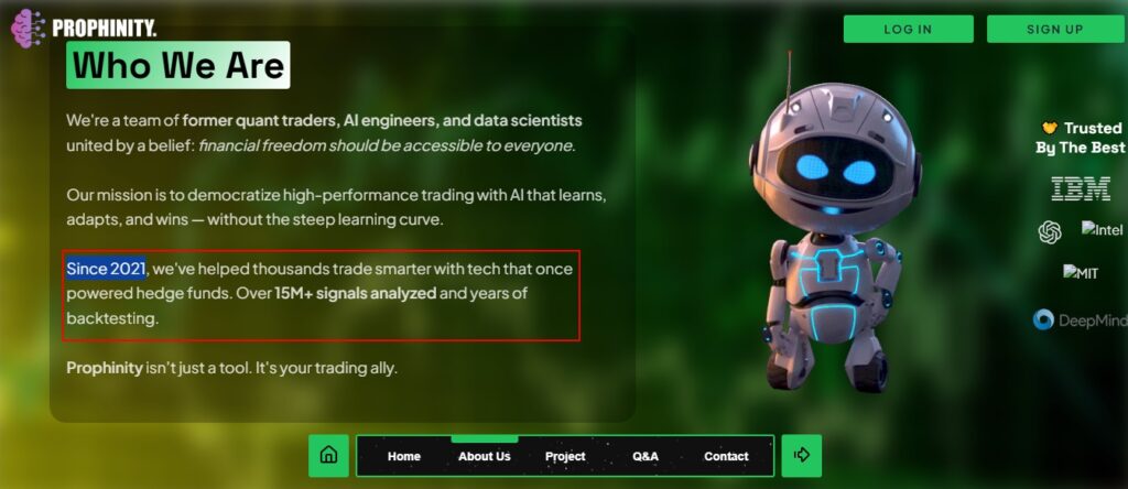 prophinity-ai.com operational year