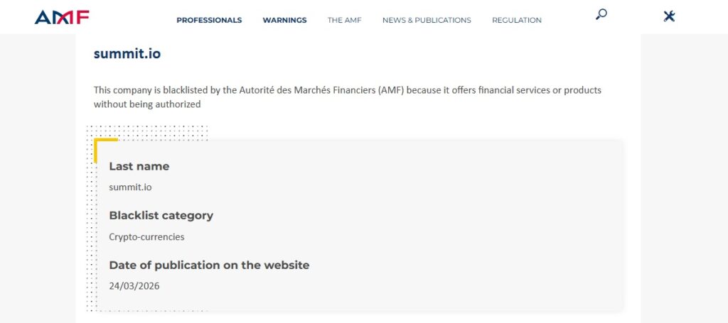 summit.io amf warning